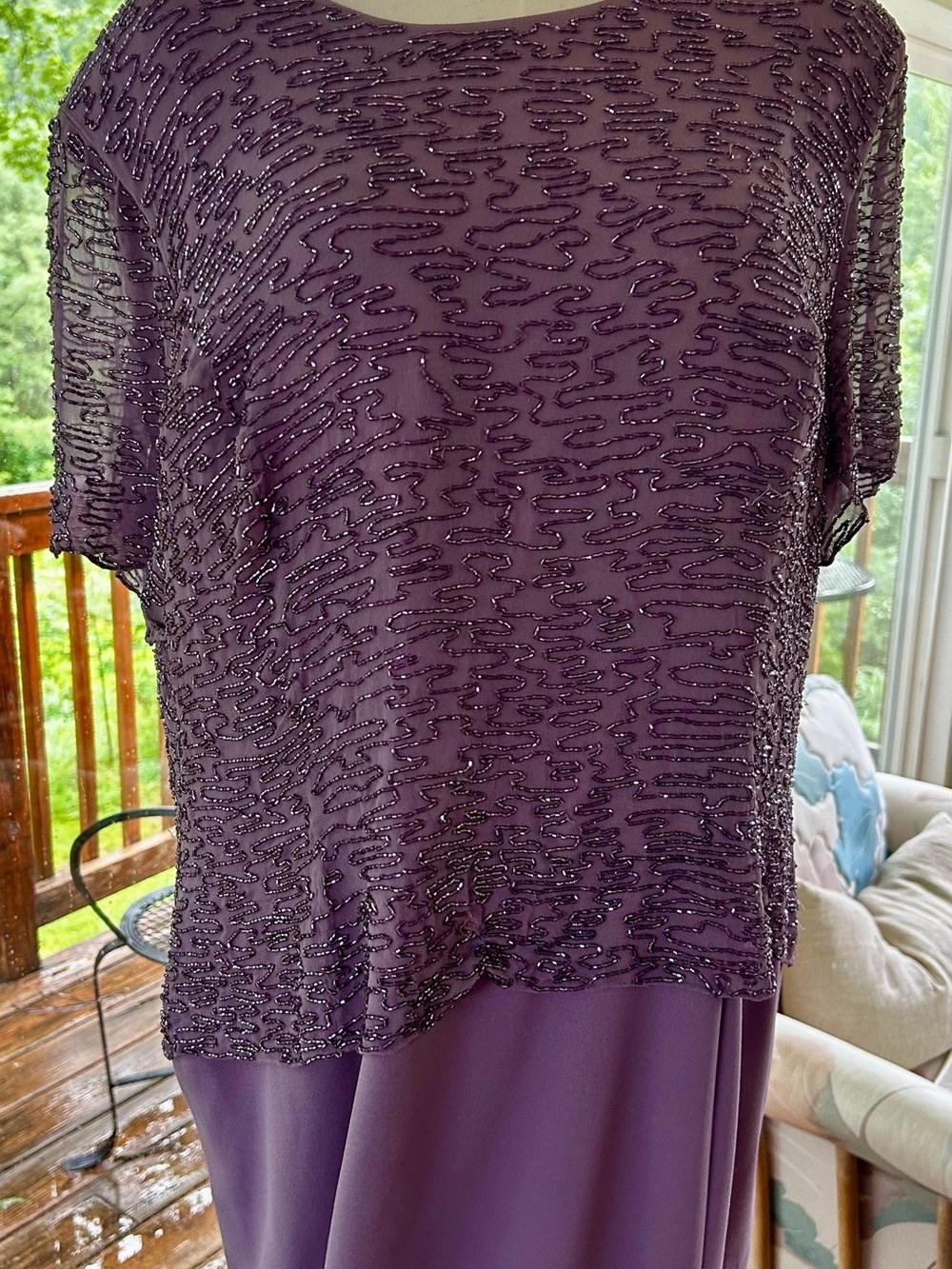 Avanti Designs Elegant Beaded Purple Women's Maxi Dress Size 22